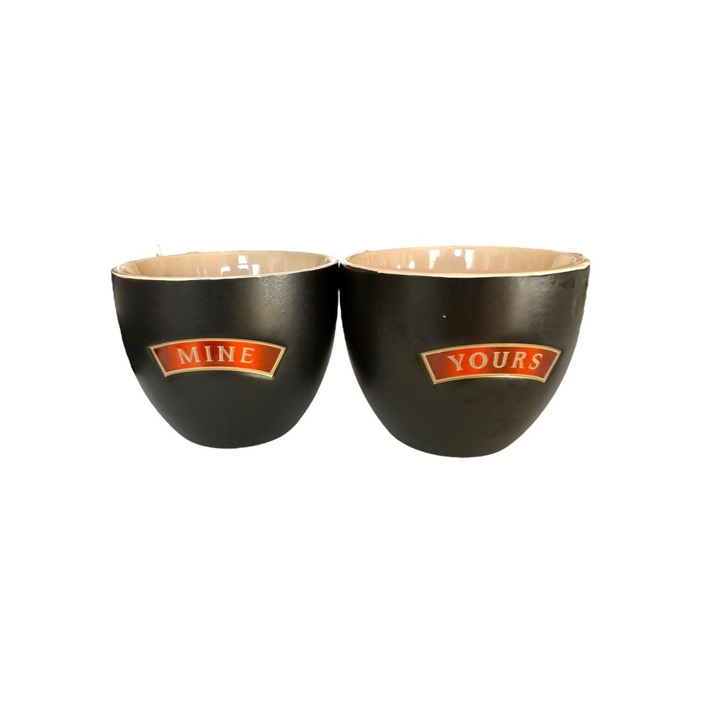 2 Baileys Irish Cream Liqueur Yours and Mine Ceramic Stoneware Cups Mugs Bowls
